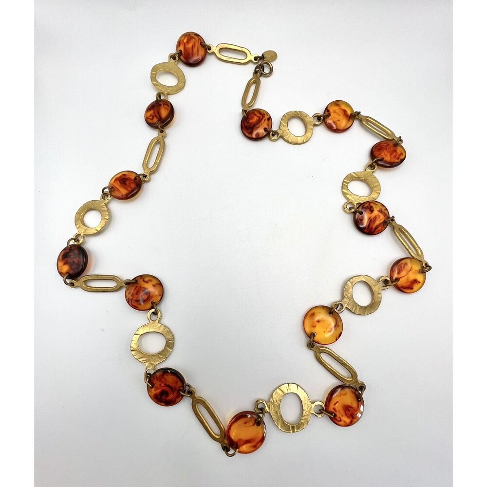 Vintage Mid Century Mod VENDOME Lucite Gold Tone Necklace - Picture 3 of 6